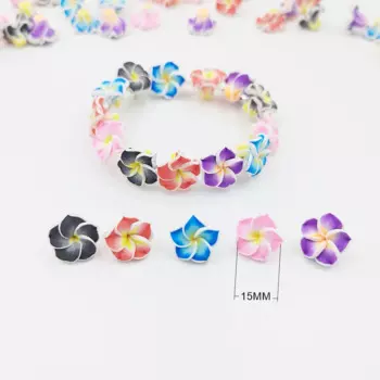 10PCS 15MM Plumeria Polymer Clay Flower Beads DIY Hawaiian Jewelry Craft Making Earrings Hairpin Accessories Material