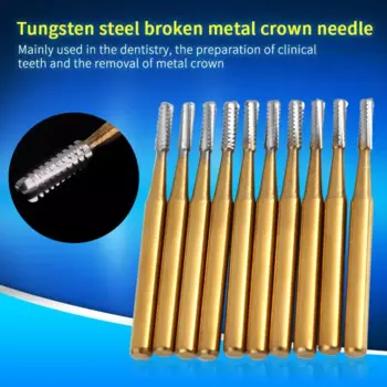 10pcs/1box Diamond Materiasl Polisher Dental Metal CrownTeeth Polishing Needle Air Turbine Handpiece Bur Dentist Lab Equipment