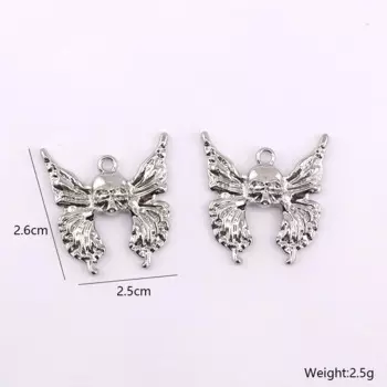 10pcs 25*26mm Zinc Alloy charms Silver skull butterfly pendant for Handmade make Fit DIY Jewelry Earrings Necklace Accessories