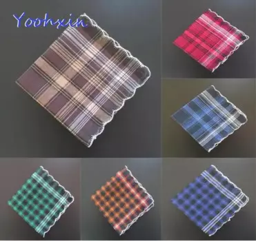 10PCS 28cm Hot Fashion cotton men handkerchief Square male stripe Towel pocket scarf wedding party handkerchiefs hand towel gift
