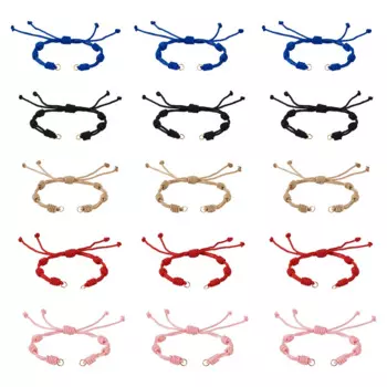 10Pcs Adjustable Braided Nylon Cord Bracelet Making with 304 Stainless Steel Open Jump Rings for DIY Bracelet Accessories