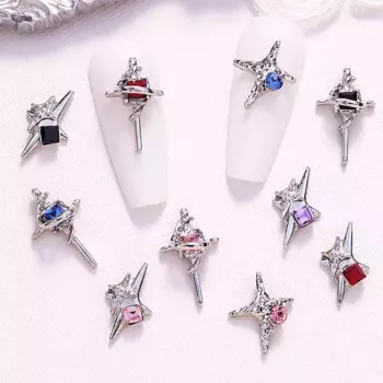 10PCS Alloy Asterism Nail Charms Parts Decoration Rhinestones For Manicure Starlight Nail Art Accessories Supplies Material Tool