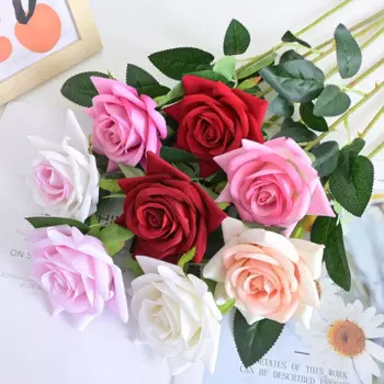 10Pcs Artificial Velvet Silk Rose Bouquet Diamond Rose Home Wedding Centerpieces Party Decorations Christmas Valentine's Day Gif