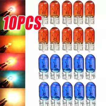 10Pcs Automotive T5 Halogen Bulb Single & Dual Filament Amber Bulb 12V 1.2W Brake/Signal/Licence Plate Light Auto Accessories