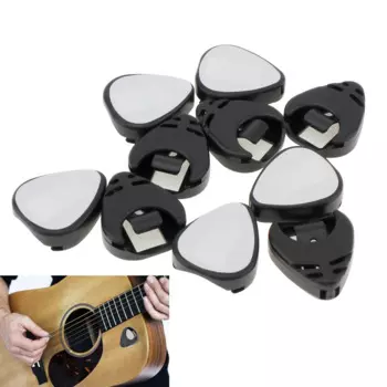 10pcs Black Plastic Stick on Guitar Pick Holder for Acoustic Guitar Bass Ukulele Adhesive Picks Placement Plectrum Storage Case