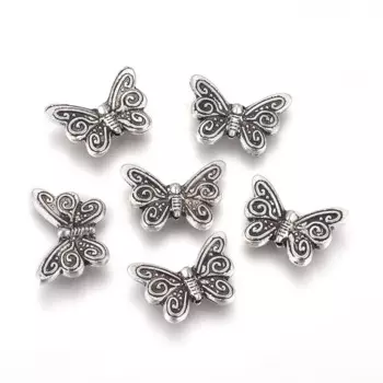 10pcs Butterfly Mini Tibetan Style Beads Antique Color Loose Spacer Bead for Earrings Bracelet DIY Jewelry Making 12x17.5x3mm