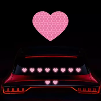 10pcs Автомобильный бампер отражающий безопасность наклейк любящего сердца автомобиля отражающий свет наклейк ночного предупреждения движения наклейк безопасности
