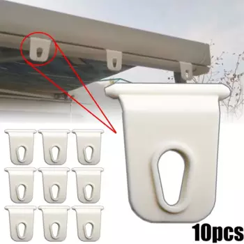10pcs Car Hook Racks White Awning Clothes Hook Fit For RV Camper Caravan Party Light Holder Easy Carry Camping Accessories