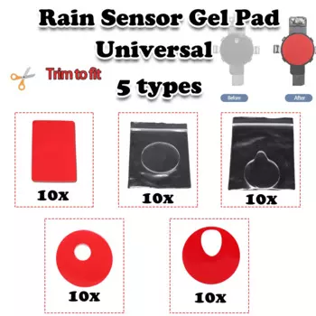 10pcs Car Rain Sensor Gel Pad Adhesive FILM Silicone Cushion Windscreen Windshield Chip Repair Kit Tape Accessories Universal