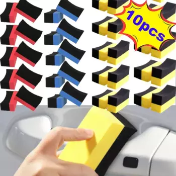 10Pcs Car Wheel Cleaning Water Suction U-Shaped Sponge Pad Universal Waxing Polishing Tyre Brush Tool Auto Cleaning Accessories