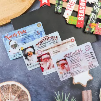 10pcs Cards Santa Claus Drivers Licence DIY Merry Christmas Gift For Children Kids Favor 2025 New Year Party Decoration Supplies