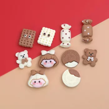 GRHO Мультяшный бежевый кофейный медведь кабошоны 10 шт.