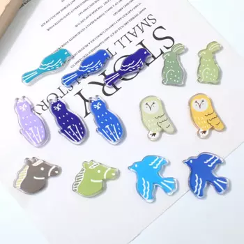 10pcs Cute Owl Rabbit Horse Bird Cat Shape Connectors for DIY Jewelry Making Acrylic Earring Necklace Keychain Accessories