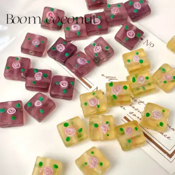10pcs Flower Cake Handmade Glass DIY Bead Material Handmade Bracelet Necklace Jewelry Accessories