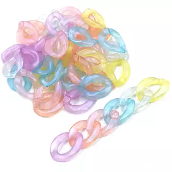 10pcs Fluorescent Color Acrylic Flat Twisted Chain Accessories Assembled Parts Beads for Bag Chain KeyChian Findings Diy Jewelry