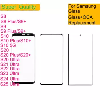 10Pcs For Samsung Galaxy S25 Ultra S24 S23 S22 S21 S20 Ultra S10 5G S9 S8 Plus Touch Screen Panel Front Outer Glass With OCA