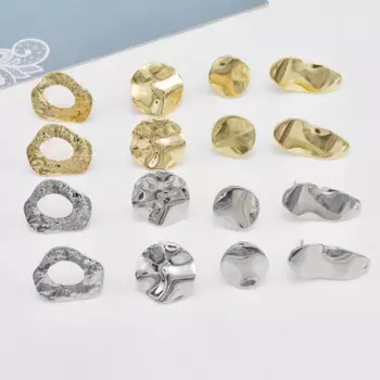 10pcs Geometric Round Earring Stud Copper Golden Bent Earrings Base Connectors for Diy Jewelry Making Women Earrings Accessories