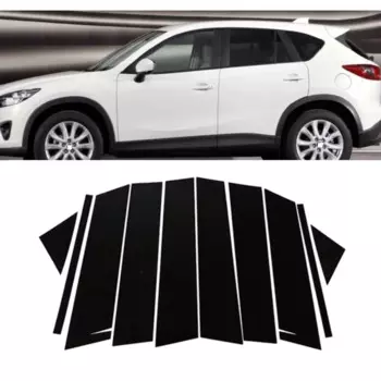 10pcs Glossy Black Car Door Window Trim Pillar Posts Decal Cover Sticker Auto Accessories Fit For Mazda CX-5 2013 2014 2015 2016