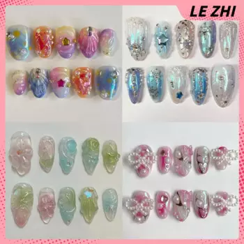 MINISO накладные ногти миндалевидной формы 3D цветок 10 шт.