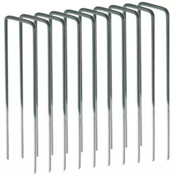10pcs Heavy Duty Tent Pegs Coated Garden Nails 3mm Thick 150mm Galvanized Steel U Shape Rust Proof Camping Control Fabric