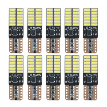 10 шт. IC T10 Светодиодная лампа Canbus 5W5 Автомобильная W5W Светодиодная сигнальная лампа 12 В 6000 К Автоматическая клиновая боковая внутренняя купольная лампа для чтения 4014 24SMD Белый