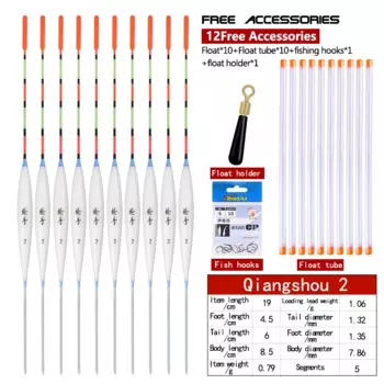 10PCS Lake River Fishing Float+10 Float Tubes+1 Buoy Seat+1 Bag Hooks Nano Boya Shallow Water Buoy Carp Fishing Bobber Tackle