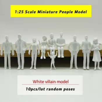 10pcs/lot 1:25 Scale Miniature People Model Unpainted ABS Figures Railway Train Layout Architecture Building Scenery for Diorama