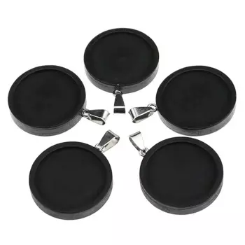 10pcs/lot 25mm 20mm Cabochon Base black Wooden Pendant Setting Trays Diy Blank Jewelry Necklace Bezels wholesale lots bulk