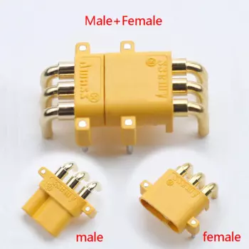 10Pcs/lot Amass MR30PW Male Female Connector Plug PCB 3-PIN 90 Angle Motor ESC plug for Lipo Battery RC Multicopter Airplane