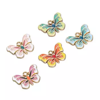 10Pcs/lot Enamel Butterfly Pendant Alloy Metal Animal Charm For DIY Necklace Bracelet Jewelry Making Accessories