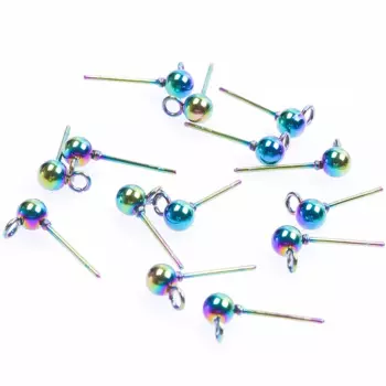 10pcs/Lot Rainbow Color Ear Studs Stainless Steel Accessories DIY Jewelry Making Supplies Handmade Earrings Material Components