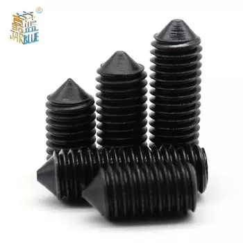 10pcs M2.5 M3 M4 M5 M6 M8 M10 Grade 12.9 Black Carbon Steel Hex Hexagon Socket Cone Point Grub Set Screw Tapered End Bolt DIN914