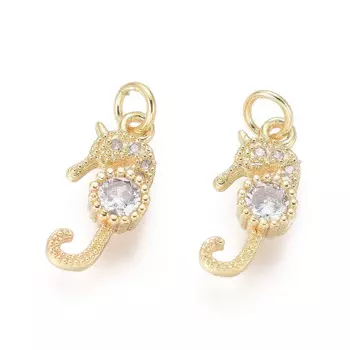 10pcs Metal Charms with Clear Cubic Zirconia and Jump Rings Golden for Making DIY Jewelry Necklace Earring Bracelet Supplies
