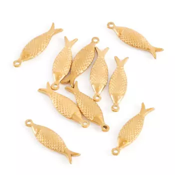 10pcs Mini Fish tainless Steel Pendant Metal Charms for DIY Jewelry Making Necklace Bracelet Jewelry Making Gift 21x6x2.5mm
