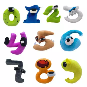 10Pcs Number Lore Plush Toys 0-9 Kawaii Stuffed Animal Alphabet Characters Educational Gifts for Children Cute Animal Dolls
