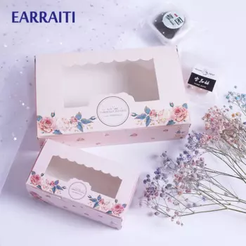 Бумажные подарочные коробки с окошком, набор из 10 шт., earraiti