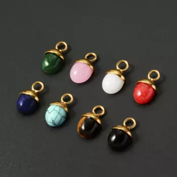10pcs Pine Nut Shaped Natural Stone Jewelry Pendant Charms Accessories Making Necklace Earrings Bracelet DIY Findings