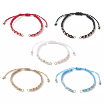 10Pcs Polyester Braided Bead Cords Friendship Bracelets Ropes Thread with 304 Open Jump Ring For Jewelry DIY Making 26x0.5x0.4cm