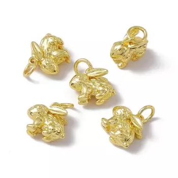 10PCS Rack Plating Brass Charms with Jump Ring Long-Lasting Plated Rabbit Charm for Making DIY Jewelry Necklace Earring Bracelet