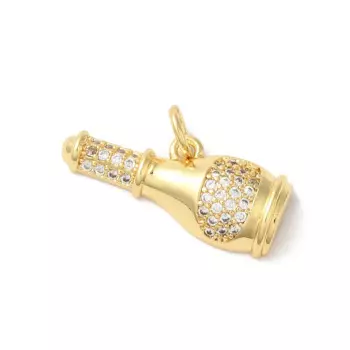 10pcs Rack Plating Brass Clear Cubic Zirconia Pendants with Jump Ring Bottle for Making DIY Jewelry Necklace Earring Bracelet