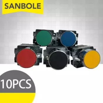 10 шт., кнопочный переключатель сброса 22 мм XB2-BA31 BA42 BA51, плоская ручка, мгновенная 1НО, 1НЗ, сенсорный пуск, остановка ВКЛ-ВЫКЛ