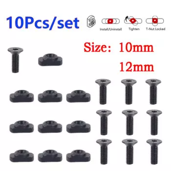 10Pcs Sets Airsoft Rifle M-lok Rail Screws M4 10mm/12mm M LOK Handguard Rail Section Screw And Nut Replacement Gun Accessories