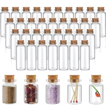 10pcs Small Glass Bottles with Clear Cork Stopper Jars Tiny Wedding Vials 0.5-5ml Message Favor Containers Jewelry Spell Jars