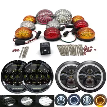 10 шт., дымчатый задний противотуманный фонарь, задний светильник, полный светодиодный светильник, обновленный комплект, 7 дюймов, светодиодный светильник для Land Rover Defender, 1990-2016