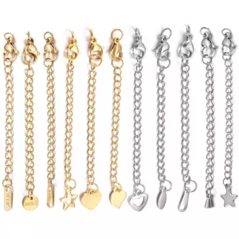 10pcs Stainless Steel Extension Chains with Lobster Clasps Connector Link Necklace Tail Making DIY Bracelets Woman Accessories
