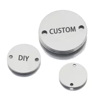 10Pcs Stainless Steel Flat Round Circle Stamping Blank Disc Connectors Charms Pendant For Diy Bracelet Necklace Jewelry Making