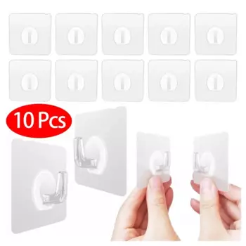 10pcs Transparent Wall Hook Strong Self Adhesive Door Wall Hangers Hooks Suction Heavy Load Rack Cup Sucker for Kitchen Bat K9W7