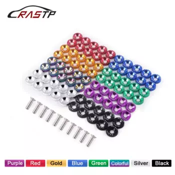 10 шт., универсальная шайба для крыльев автомобиля, бампер, вогнутые винты jdm двигателя, алюминиевые шайбы и болт M6, автомобильный винт RS-QRF002-TP