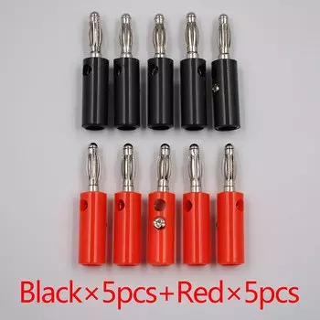 10pcsAudio Speaker Screw Banana Gold Plate Plugs Connectors 4mm IN STOCK FREE SHIPPING Black Red Facotry Online Wholesale Golden