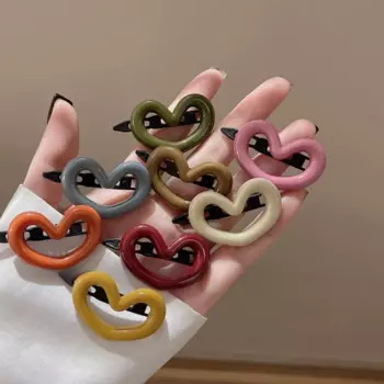 10pcsLove Heart Morandi Barrettes Female Side Cropped Hair Clip Barrettes Seamless Duckbill Clip Forehead Bang Clip